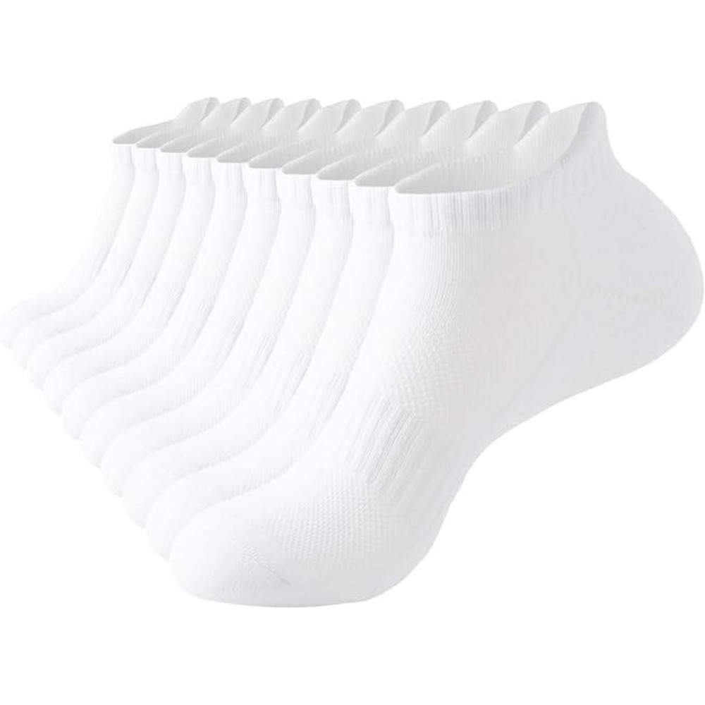 Set of 5 Pairs Rehelu Ankle White Sz 5-9 Socks for Women, Cushioned Low Cut Run